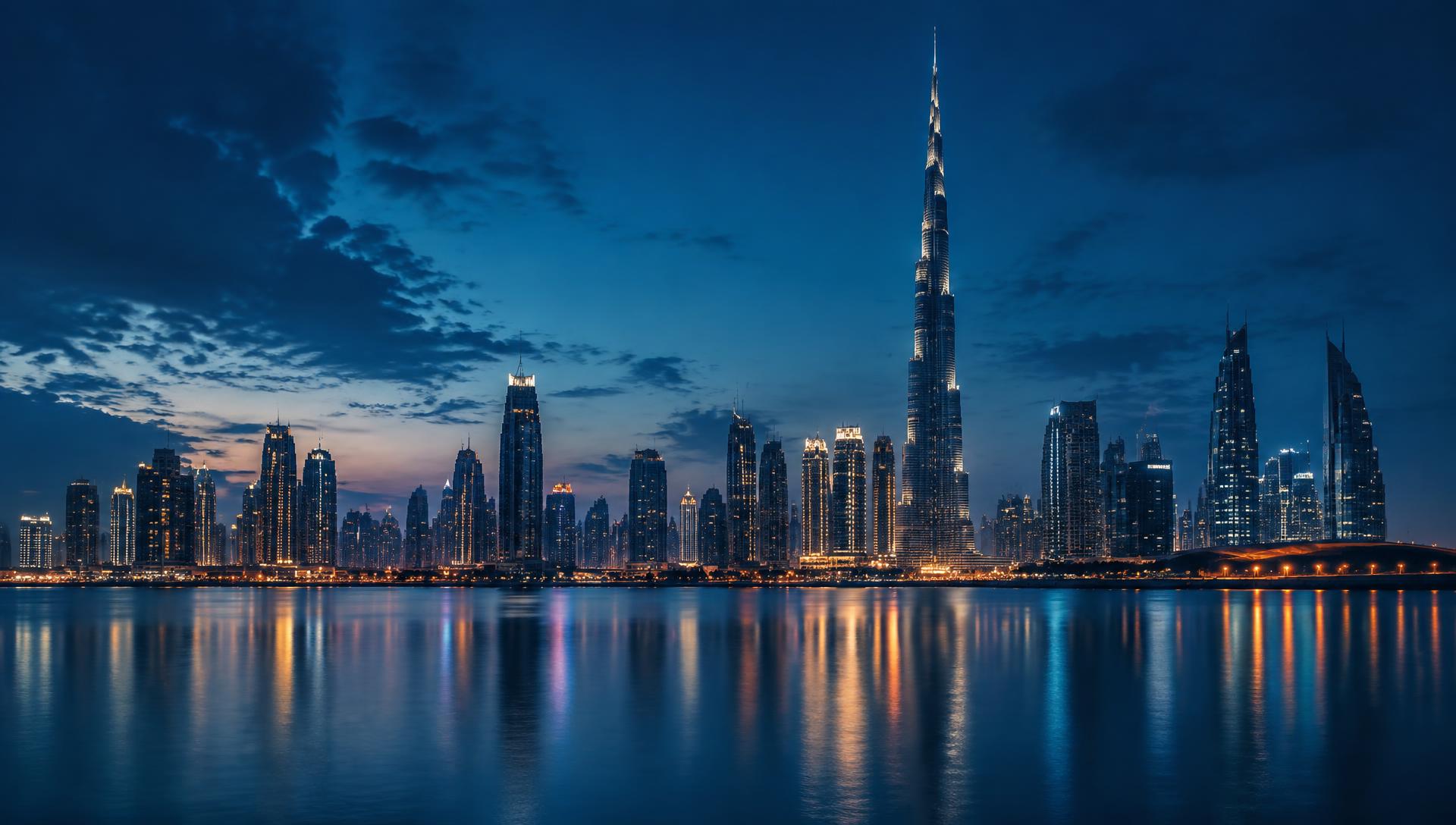 UAE skyline at blue hour